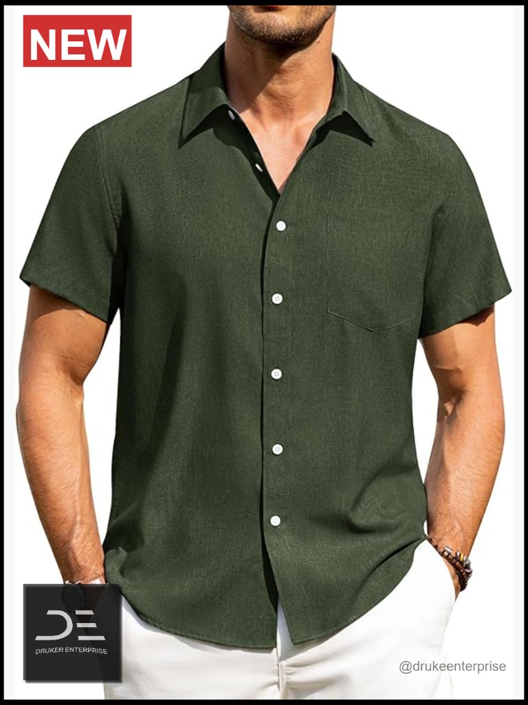 Linen Button Down Shirt Short Sleeve Casual Vacation Summer Top
